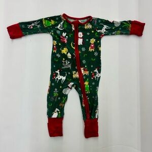 Little Sleepies Holiday Green and Red Kids Footie